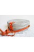 coloring rattan circle sling leather bags grey color